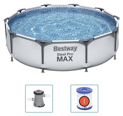Bestway 56408 Στρογγυλή Πισίνα PVC με Μεταλλικό Σκελετό Λευκή