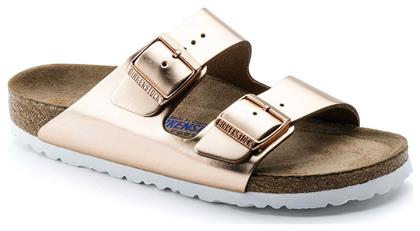 Birkenstock Arizona Soft Footbed Natural Δερμάτινα Γυναικεία Σανδάλια Ανατομικά Metallic Copper Narrow Fit