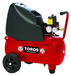 Toros Μονοφασικό Κομπρεσέρ Αέρος 90dB με Ισχύ 2hp και Αεροφυλάκιο 24lt