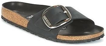 Birkenstock Madrid Big Buckle Oiled Leather Δερμάτινα Γυναικεία Σανδάλια Ανατομικά σε Μαύρο Χρώμα Narrow Fit