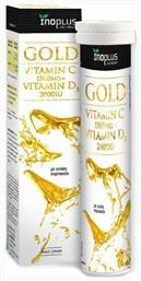 Ino Plus Gold Vitamin C 1500mg + Vitamin D3 Πολυβιταμίνη 2000iu 1500mg Πορτοκάλι 20 αναβράζοντα δισκία