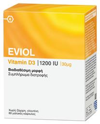 Eviol Vitamin D3 Βιταμίνη για Ανοσοποιητικό 1200iu 60 μαλακές κάψουλες