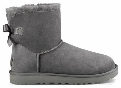 Ugg Australia Mini Bailey Bow II Suede Γυναικεία Μποτάκια με Γούνα Γκρι