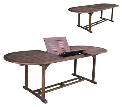 Τραπέζι Garden Επεκτεινόμενο 180x90x74εκ.(+60) Καφέ