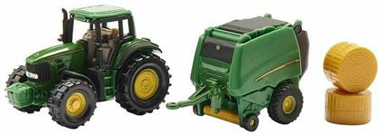 Siku John Deere Tractor With Baler Green για 3+ Ετών