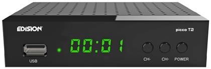 Edision PICCO T2 Ψηφιακός Δέκτης Mpeg-4 Full HD (1080p) με Λειτουργία PVR (Εγγραφή σε USB) Σύνδεσεις SCART / HDMI / USB