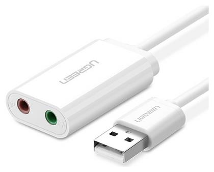 Ugreen US205 Εξωτερική USB Κάρτα Ήχου 2.0 σε Λευκό χρώμα