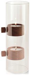 Philippi Lift Tealight Holder Glass Διακοσμητικό Γραφείου από Ξύλο 7x7x20.3εκ. σε Καφέ χρώμα