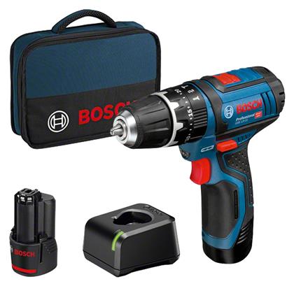 Bosch GSB 12V-15 Κρουστικό Δραπανοκατσάβιδο Μπαταρίας 12V 2x2Ah