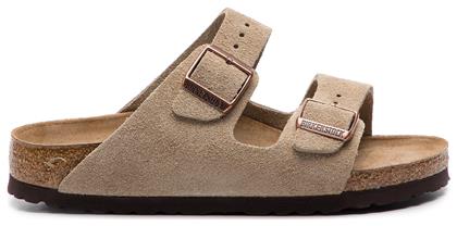 Birkenstock Arizona Soft Footbed Suede Leather Γυναικεία Σανδάλια Ανατομικά σε Μπεζ Χρώμα Narrow Fit