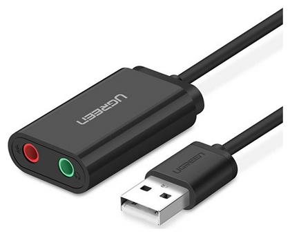 Ugreen US205 Εξωτερική USB Κάρτα Ήχου 2.0 Μαύρο