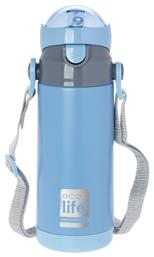 Ecolife Ανοξείδωτο Παγούρι Θερμός με Καλαμάκι Blue 400ml