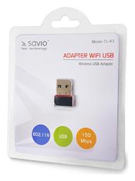 Savio CL-43 Ασύρματος USB Αντάπτορας Δικτύου 150Mbps