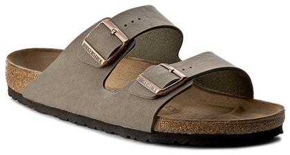 Birkenstock Arizona Birko-Flor Nubuck Δερμάτινα Ανδρικά Σανδάλια Stone Regular Fit