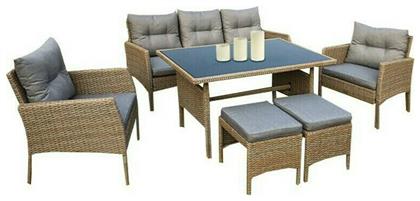 Σετ Τραπεζαρίας με Μαξιλάρια 6τμχ Φυσικό / Γκρι Ε6755,1