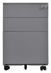 Συρταριέρα Γραφείου Μεταλλική με Ροδάκια, Κλειδαριά & 3 Συρτάρια Γκρι 39x52x60cm