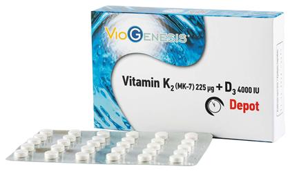 Viogenesis Vitamin K2 (MK-7) + Vitamin D3 Depot Βιταμίνη 4000iu 60 ταμπλέτες