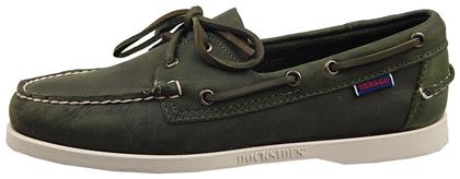 Sebago Docksides Portland Crazy H Δερμάτινα Ανδρικά Boat Shoes σε Πράσινο Χρώμα