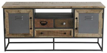 Amlet από Μέταλλο & Ξύλο Μόκα 130x40x58εκ. 14540004