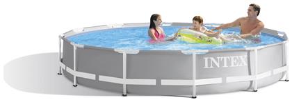 Intex Prism Στρογγυλή Πισίνα PVC με Μεταλλικό Σκελετό & Αντλία Φίλτρου 366x76εκ. Γκρι