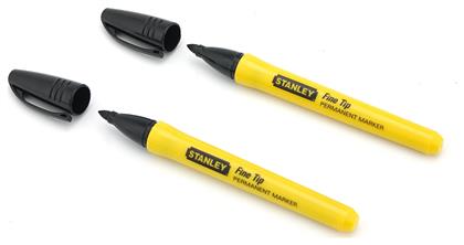 Stanley Fine Tip Ανεξίτηλοι Μαρκαδόροι 1mm Μαύροι 2τμχ