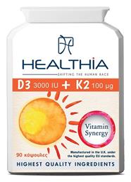 Healthia D3 3000iu & K2 100mg Βιταμίνη για Ανοσοποιητικό 3000iu 100mg 90 κάψουλες