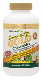 Nature's Plus Source Life Gold Πολυβιταμίνη Tropical Fruit 90 ταμπλέτες 90 μασώμενες ταμπλέτες