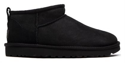 Ugg Australia Classic Ultra Mini Suede Γυναικεία Μποτάκια με Γούνα Μαύρα