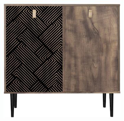 Ξύλινη Παπουτσοθήκη 2227 με 4 Ράφια Grey Oak - Μαύρο Μ75xΠ37xΥ75cm