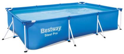 Bestway Steel Pro Πισίνα PVC με Μεταλλικό Σκελετό & Αντλία Φίλτρου 300x201x66εκ. Μπλε