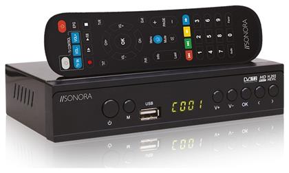 Sonora DVB-T2 H265 Digital Set-Top Box + 2IN1 Remote Ψηφιακός Δέκτης Mpeg-4 Full HD (1080p) με Λειτουργία PVR (Εγγραφή σε USB) Σύνδεσεις SCART / HDMI / USB