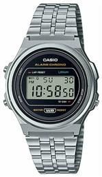 Casio Vintage Round Ψηφιακό Ρολόι Μπαταρίας με Ασημί Μεταλλικό Μπρασελέ