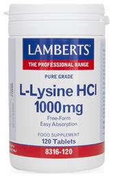 Lamberts L-Lysine HCL 1000mg 120 ταμπλέτες