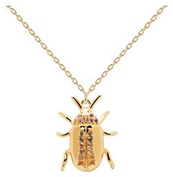 P D Paola Balance Beetle Amulet Κολιέ από Επιχρυσωμένο Ασήμι με Ζιργκόν