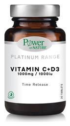 Power Of Nature Platinum Range Vitamin C+D3 Πολυβιταμίνη 1000iu 1000mg 30 ταμπλέτες