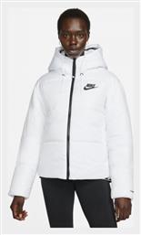 Nike Sportswear Therma Fit Repel Κοντό Γυναικείο Puffer Μπουφάν για Χειμώνα Λευκό