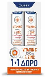 Quest Vitamin C 1000mg & Zinc Βιταμίνη για Ανοσοποιητικό 1000mg Πορτοκάλι 40 αναβράζοντα δισκία