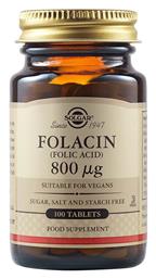 Solgar Folacin Βιταμίνη 800mcg 100 ταμπλέτες