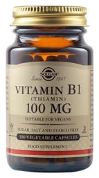 Solgar Vitamin B1 (Thiamin) Βιταμίνη 100mg 100 φυτικές κάψουλες