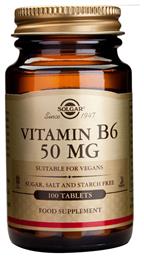 Solgar Vitamin B6 Βιταμίνη 50mg 100 ταμπλέτες