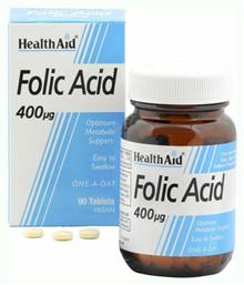 Health Aid Acid Folic Βιταμίνη για την Υγεία του Νευρικού Συστήματος 400mcg 90 ταμπλέτες