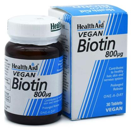 Health Aid Biotin Βιταμίνη 800mcg 30 x 1 ταμπλέτες