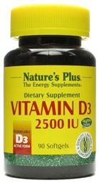 Nature's Plus Βιταμίνη D3 2500iu 90 μαλακές κάψουλες