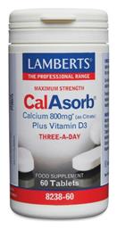 Lamberts Maximum Strength CalAsorb Calcium (as Citrate) Plus Vitamin D3 800mg