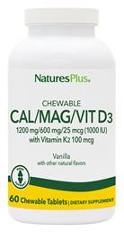 Nature's Plus Bone Support Chewable Bone Support Cal/Mag/Vit D3 with Vitamin K2 60 μασώμενες ταμπλέτες