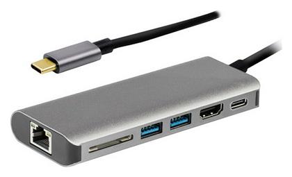 Powertech PTH-069 USB-C Docking Station με HDMI 4K PD Ethernet