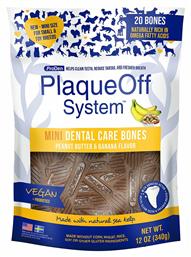 Plaque Off Mini Dental Care Bones Οδοντικό Stick Σκύλου κατά της Κακοσμίας για Μικρόσωμες Φυλές με Γεύση Μπανάνα 340gr 20τμχ