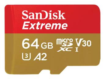 Sandisk Extreme microSDXC 64GB Class 10 U3 V30 A2 UHS-I