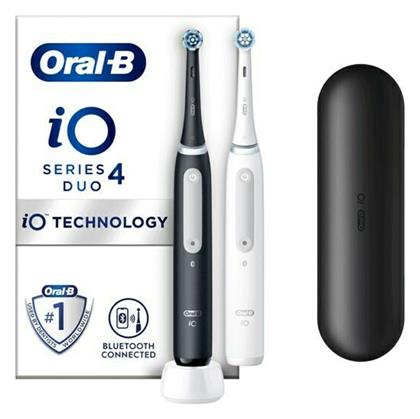 Oral-B iO Series 4 Duo Ηλεκτρική Οδοντόβουρτσα με Χρονομετρητή, Αισθητήρα Πίεσης και Θήκη Ταξιδίου Black / White