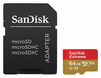 Sandisk Extreme microSDXC 64GB Class 10 U3 V30 A2 UHS-I